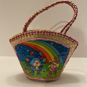Vintage 1983 Hallmark Cards Rainbow Brite Twink Easter Woven Rattan Basket Purse